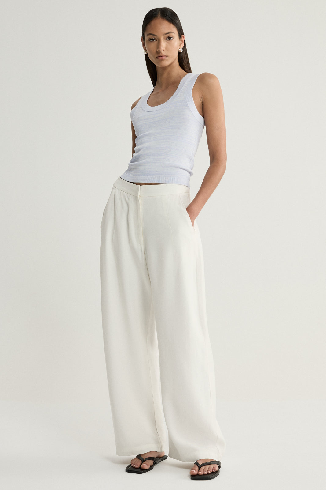 Elka Collective Celia Knit Top - Pale Blue Marle