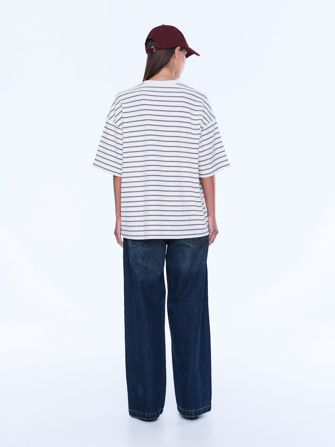 Ena Pelly Maeve Relaxed Tee - Burgundy Stripe