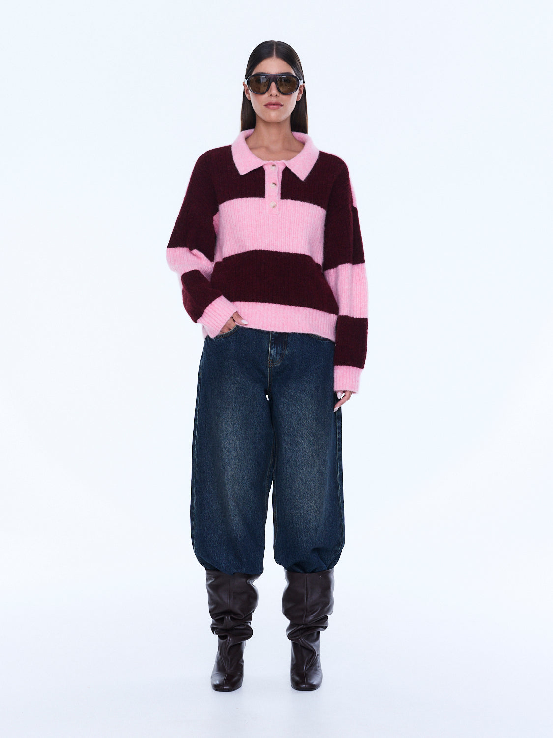 Ena Pelly Mikaela Knit Sweater - Cherry Stripe