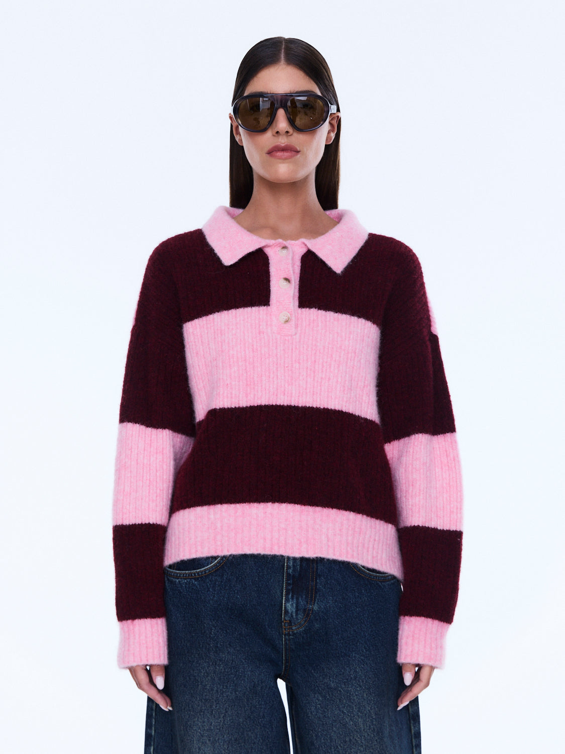 Ena Pelly Mikaela Knit Sweater - Cherry Stripe