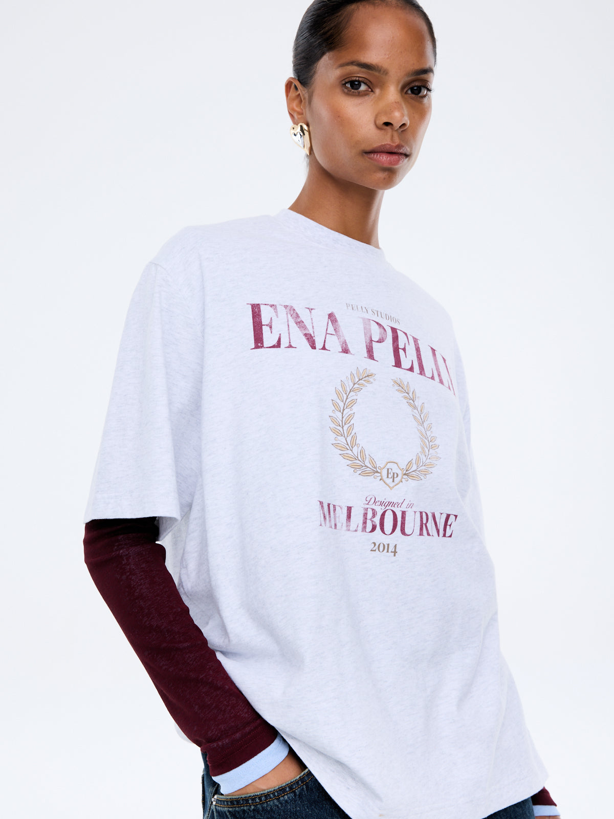 Ena Pelly Studios Melb Tee - White/Marle