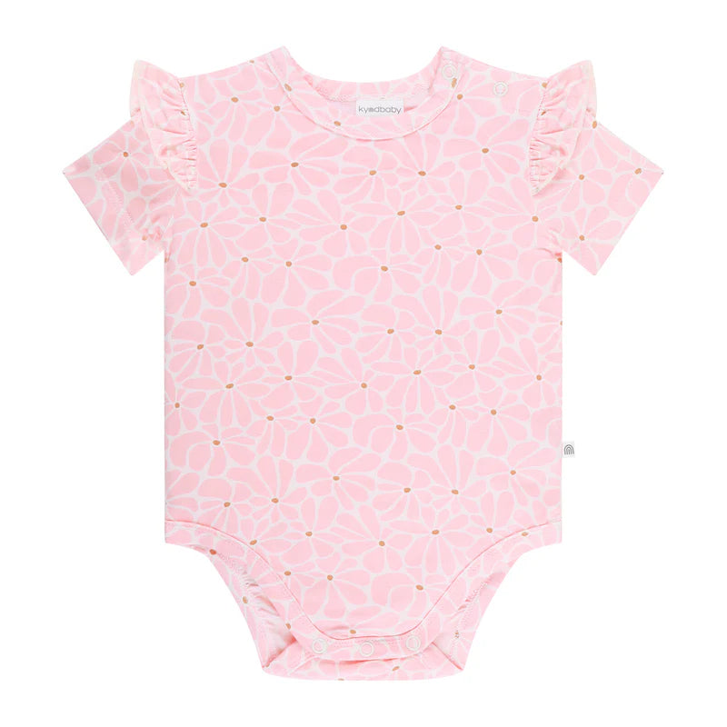 KYND Frilled Short Sleeve Bodysuit - Hibiscus