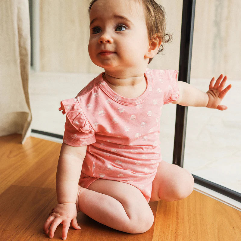 KYND Frilled Short Sleeve Bodysuit - Seashell Pink