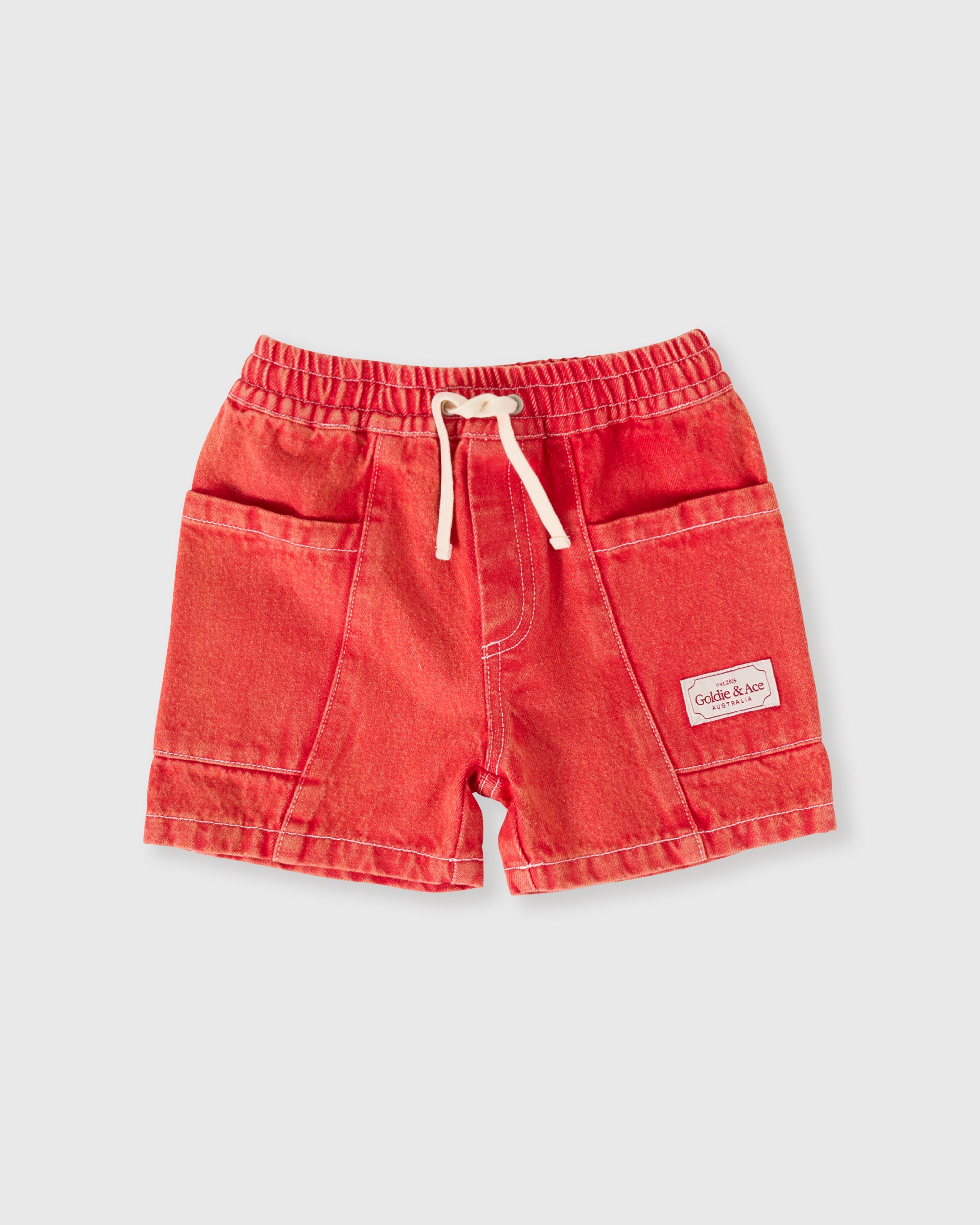 Goldie + Ace Noah Denim Shorts - Apple Red