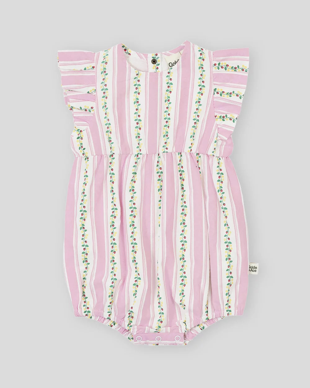 Goldie + Ace Antique Stripe Strawberry Lani Romper