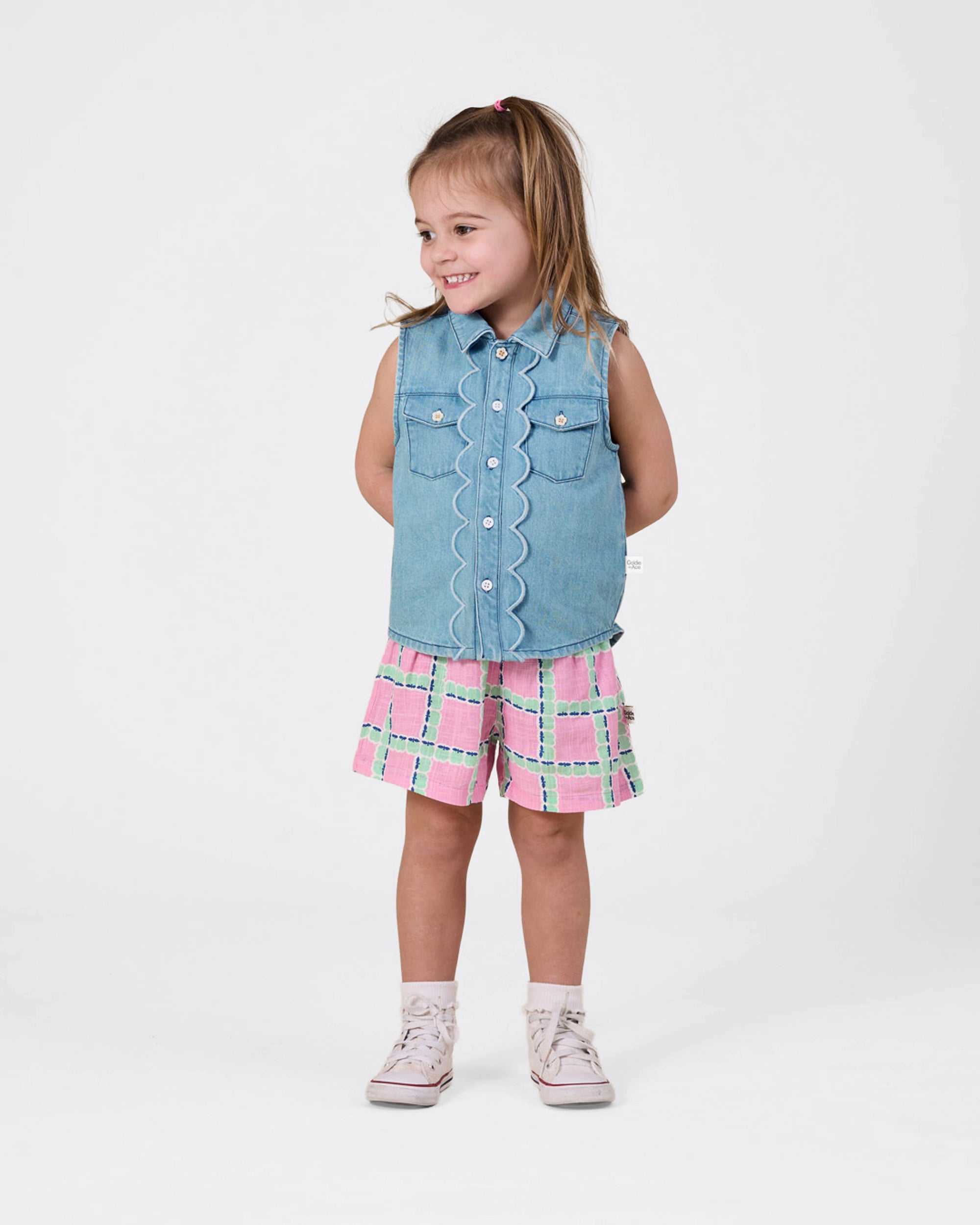 Goldie + Ace Apple Check Shorts - Pink