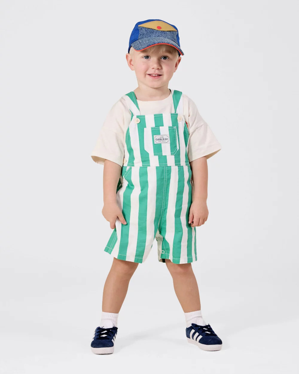 Goldie + Ace Happy Stripe Button Burton Overall