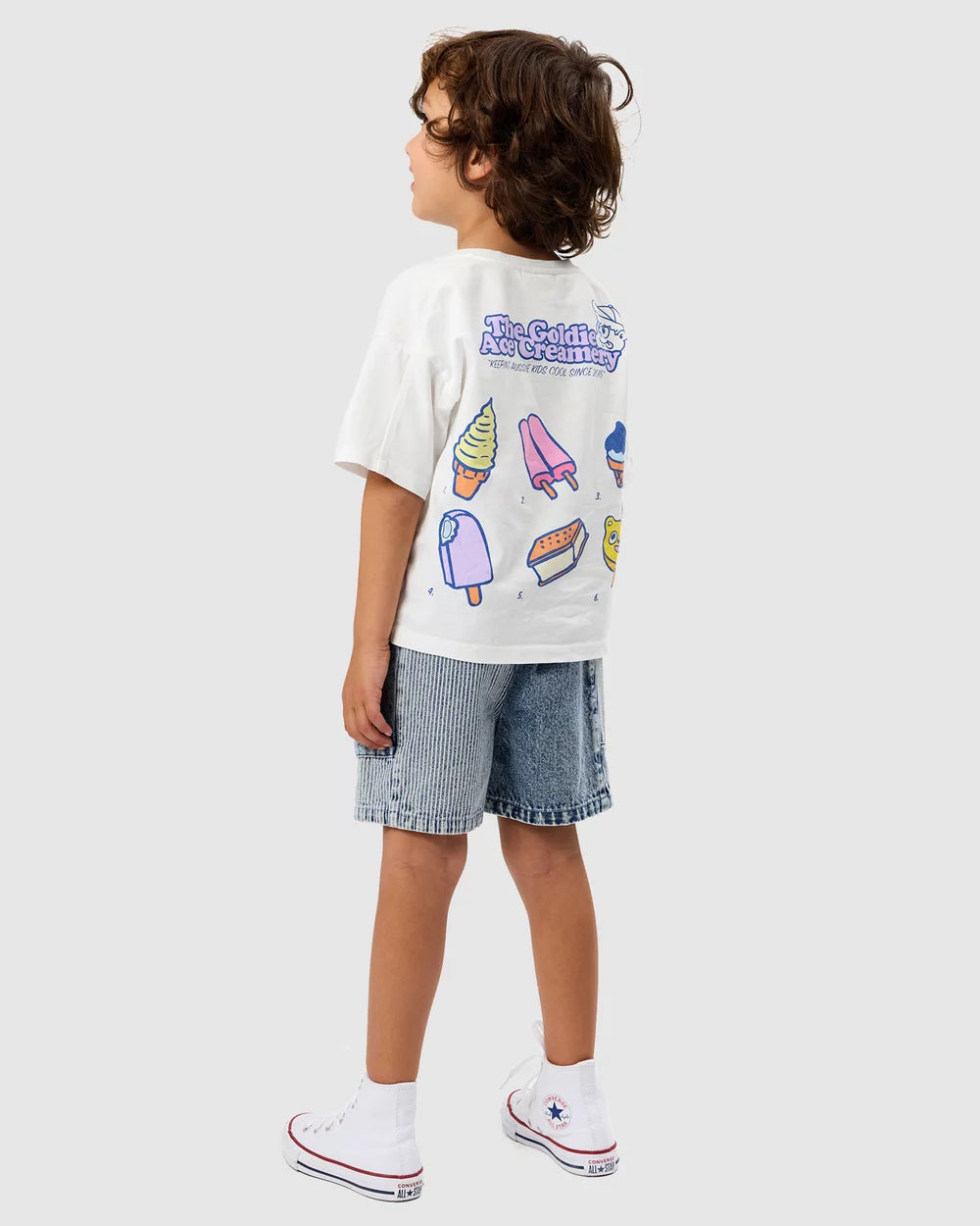 Goldie + Ace Pin Stripe Noah Pocket Shorts - Denim