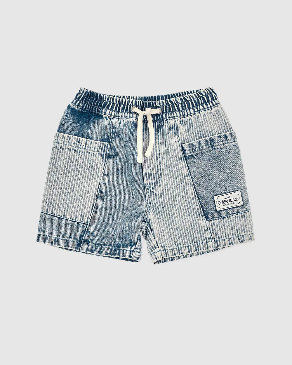 Goldie + Ace Pin Stripe Noah Pocket Shorts - Denim