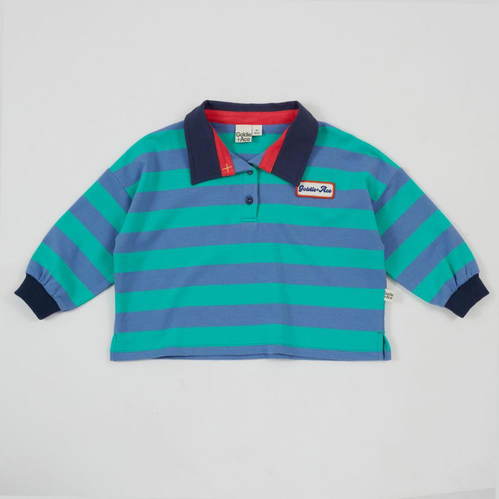 Goldie + Ace Rugby Stripe Terry Sweat Top - Blue