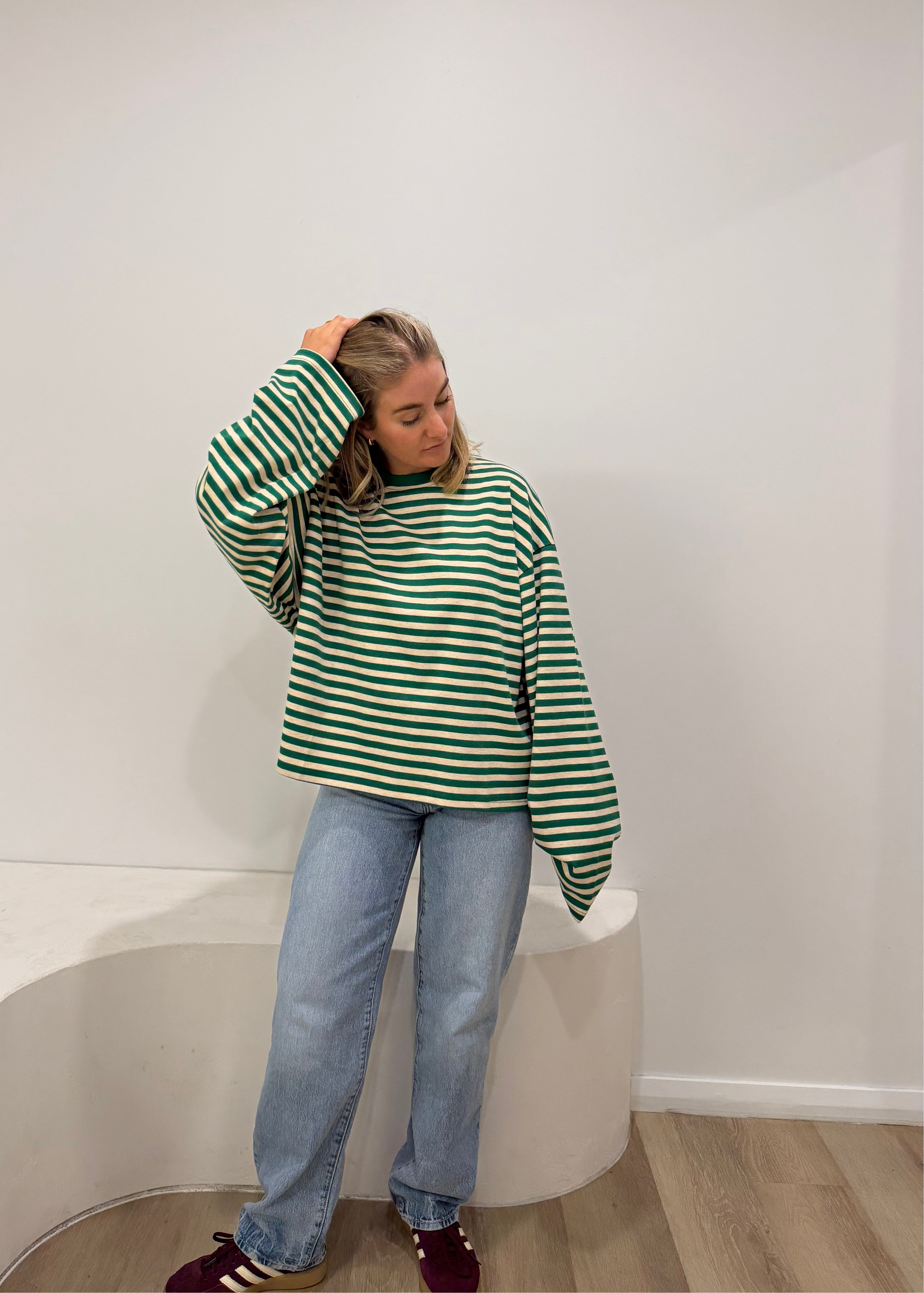 Green Stripe Long Sleeve Tee