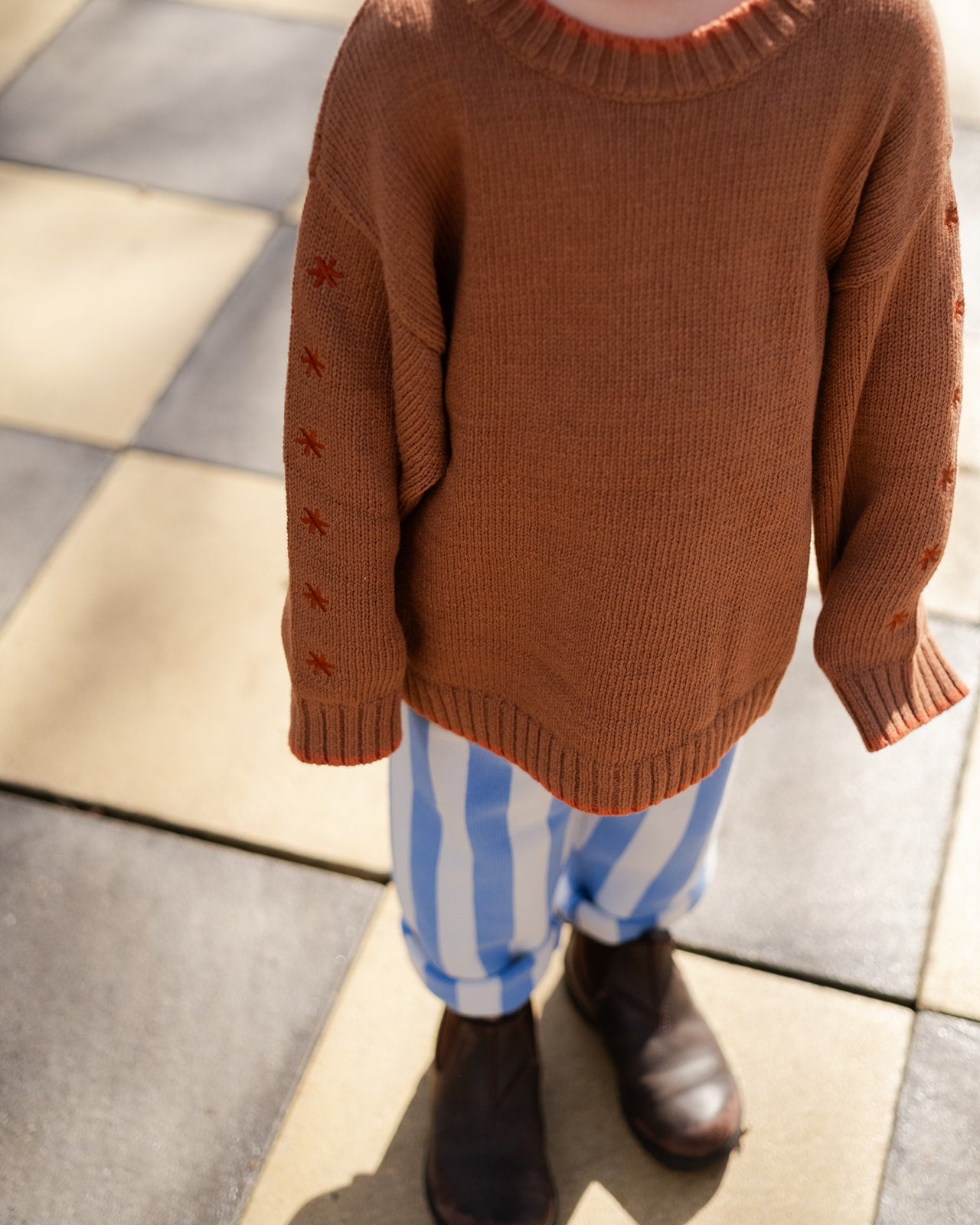 Grown Organic Milano Stripe Knit Pant - Cobalt Ice
