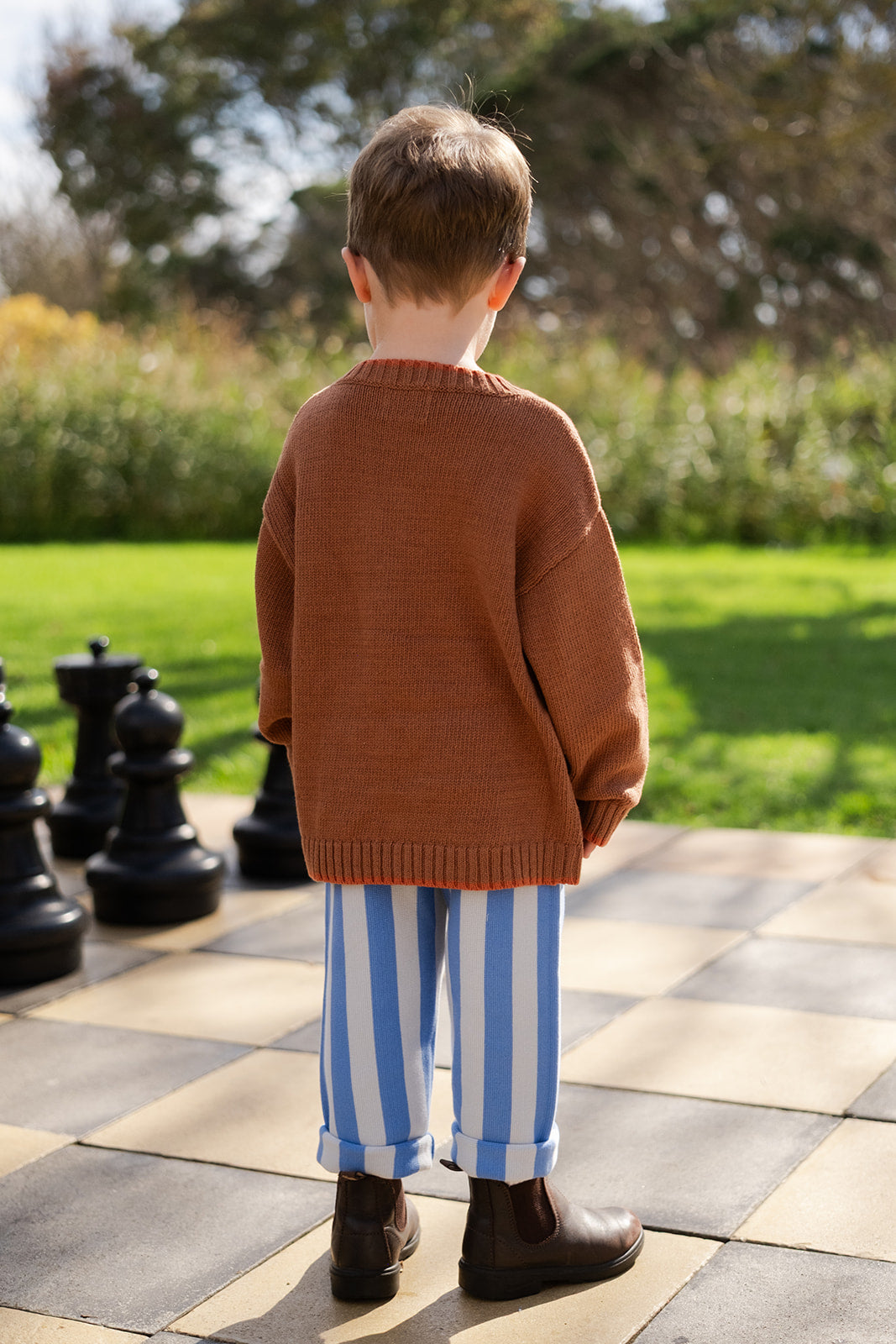 Grown Organic Milano Stripe Knit Pant - Cobalt Ice