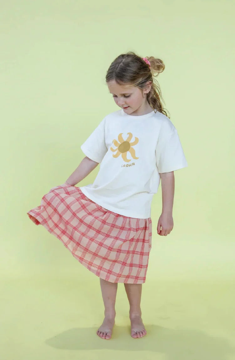 Grown Tomato Cotton Check Skirt