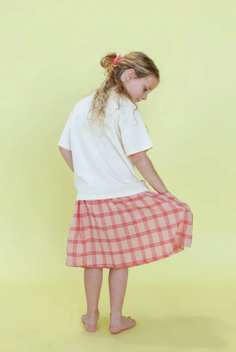 Grown Tomato Cotton Check Skirt