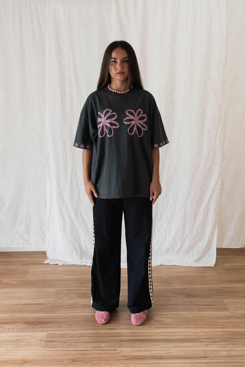 Hall Store Bloom Tee - Charcoal