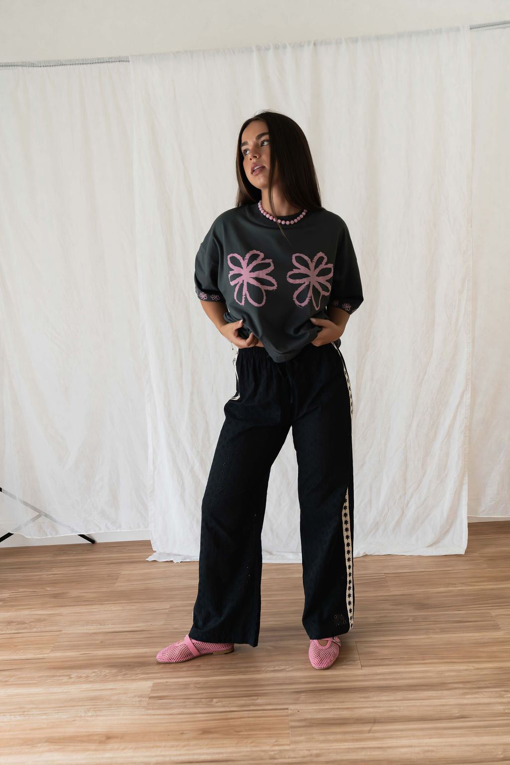 Hall Store Bobbi Pant Broderie - Black