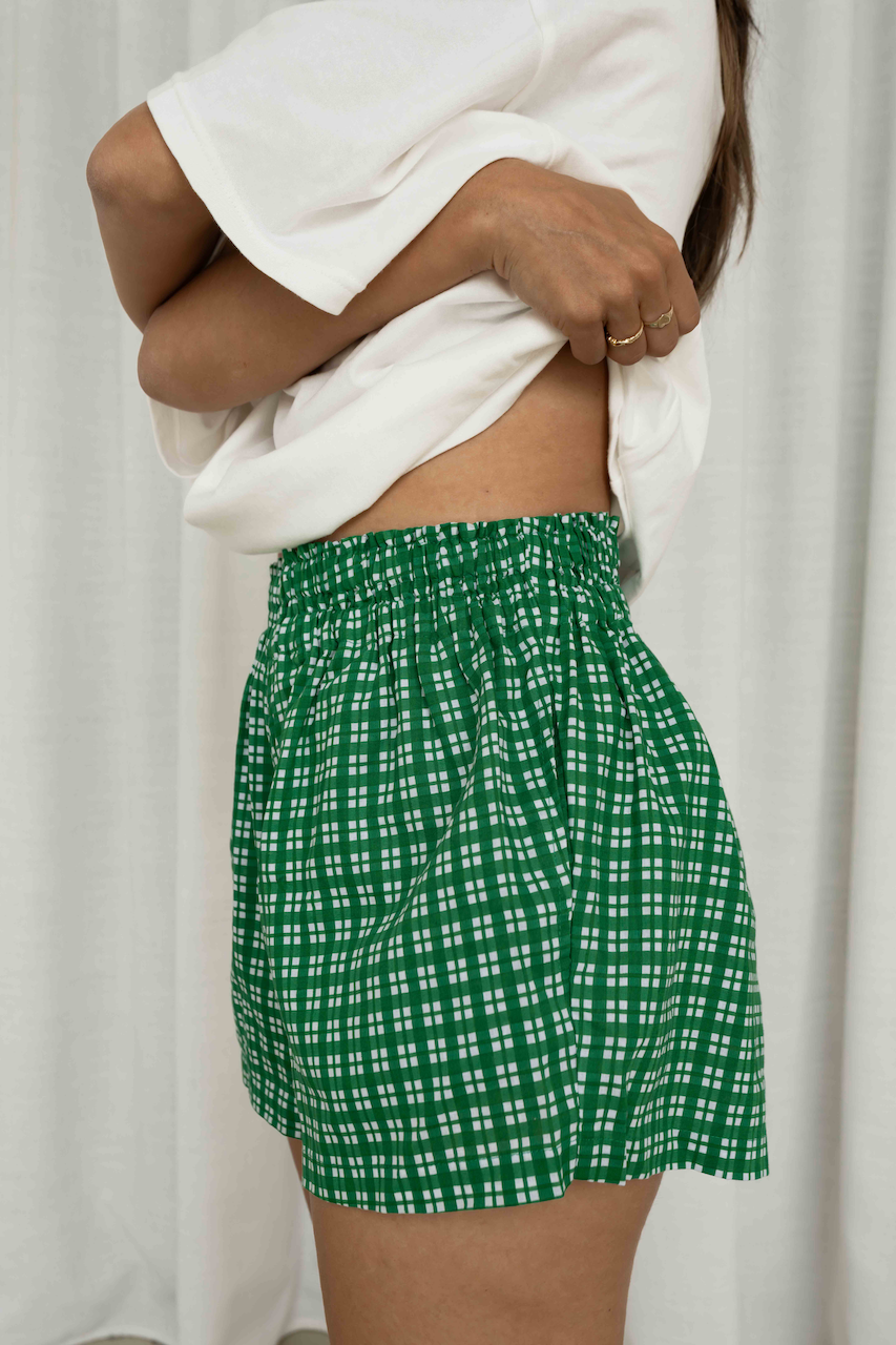 Hall Store Etta Short - Gingham Emerald