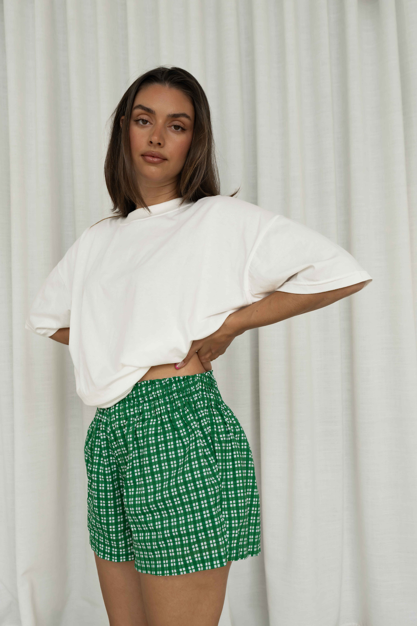 Hall Store Etta Short - Gingham Emerald