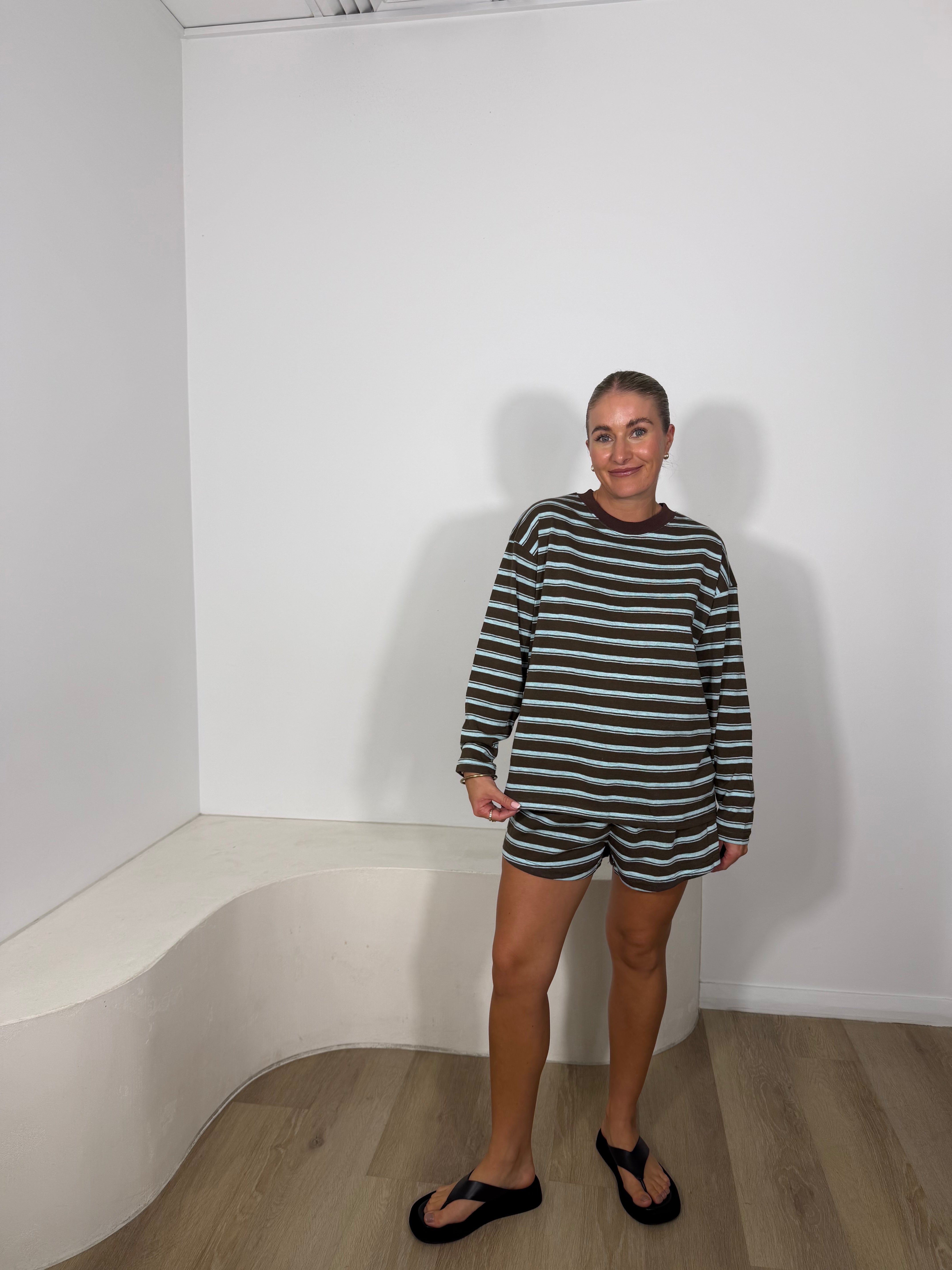 By Frankie Stripe Set - Choc & Blue