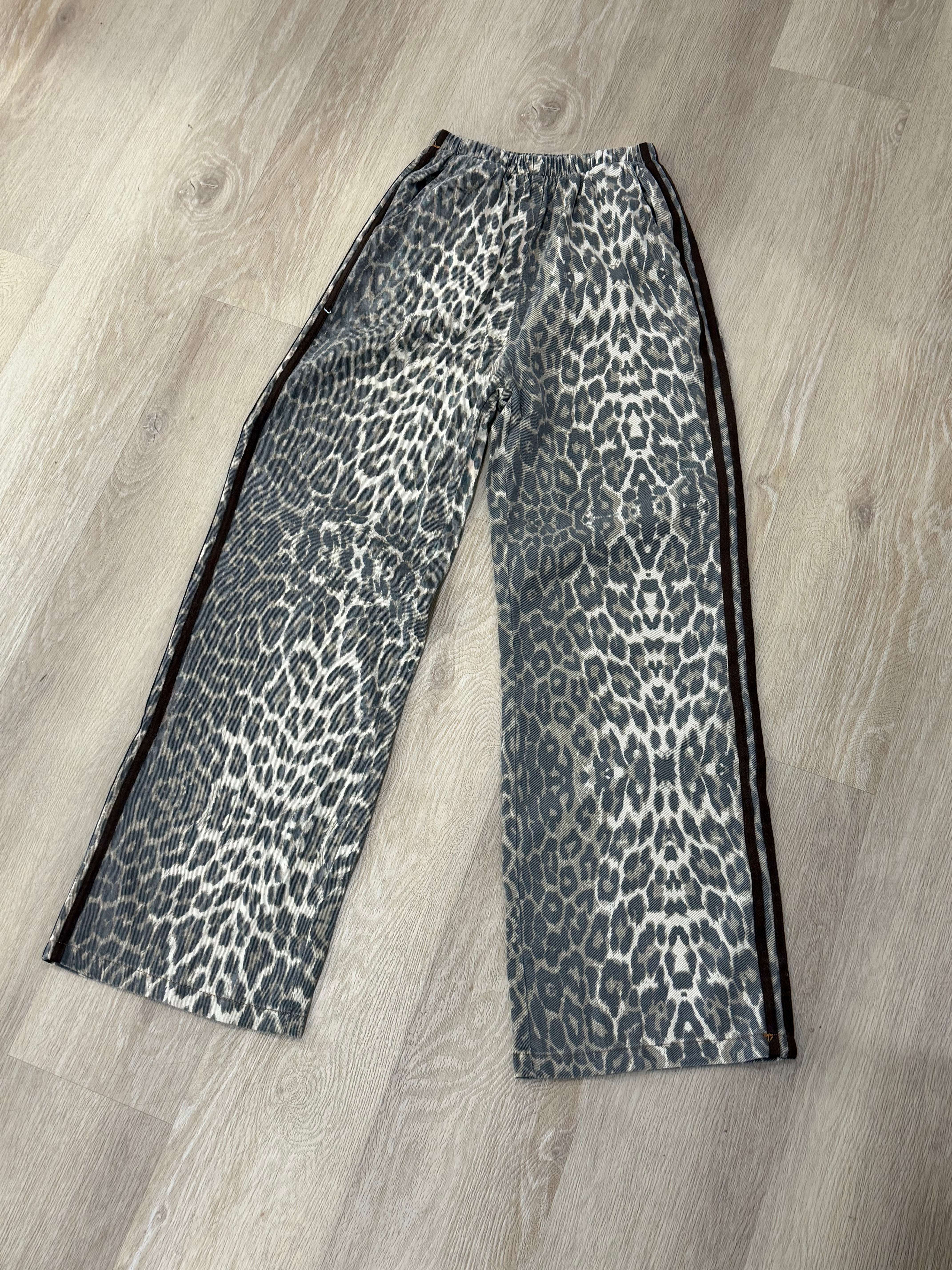 By Frankie Leopard Racer Pants - Thin Choc Stripe