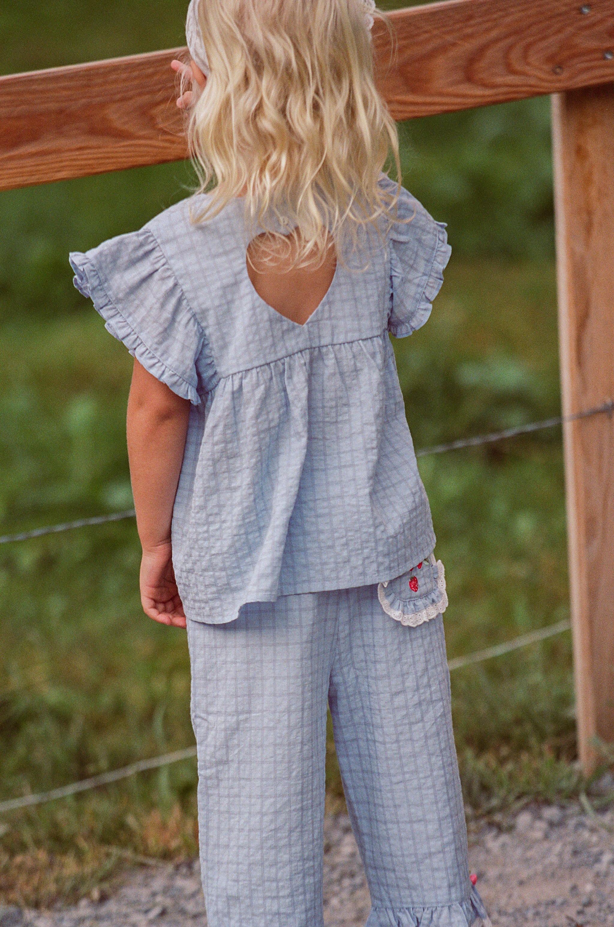 Juni JNR Daisy Blouse - Sky Gingham (Coming Soon)