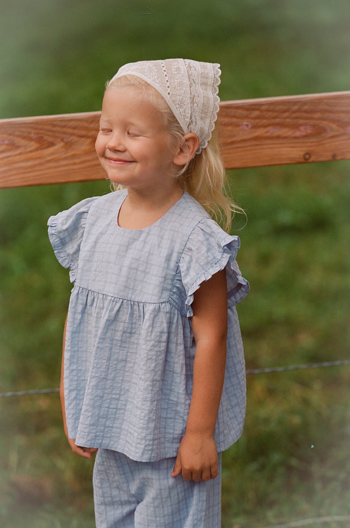 Juni JNR Daisy Blouse - Sky Gingham (Coming Soon)