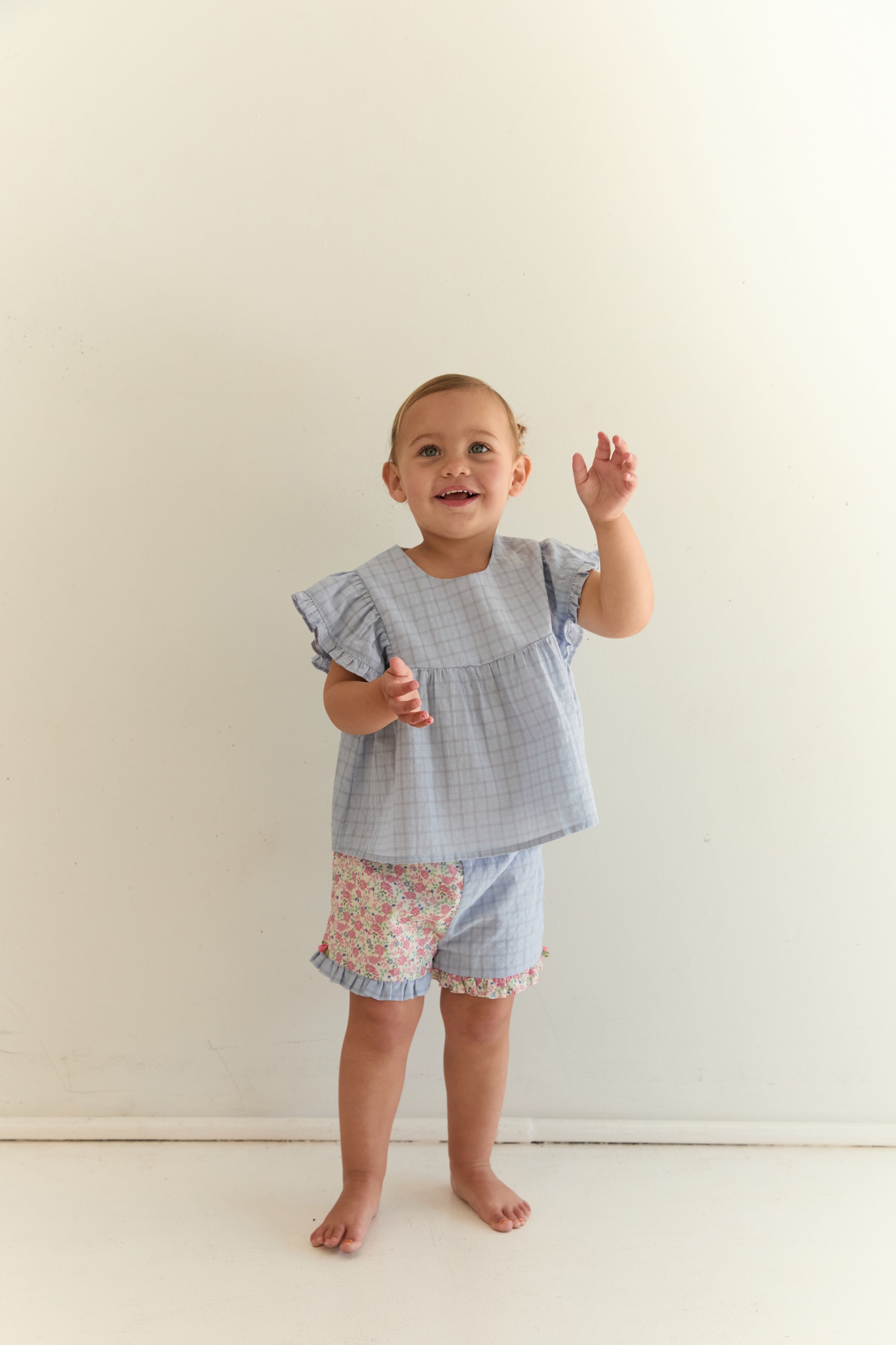 Juni JNR Daisy Blouse - Sky Gingham (Coming Soon)