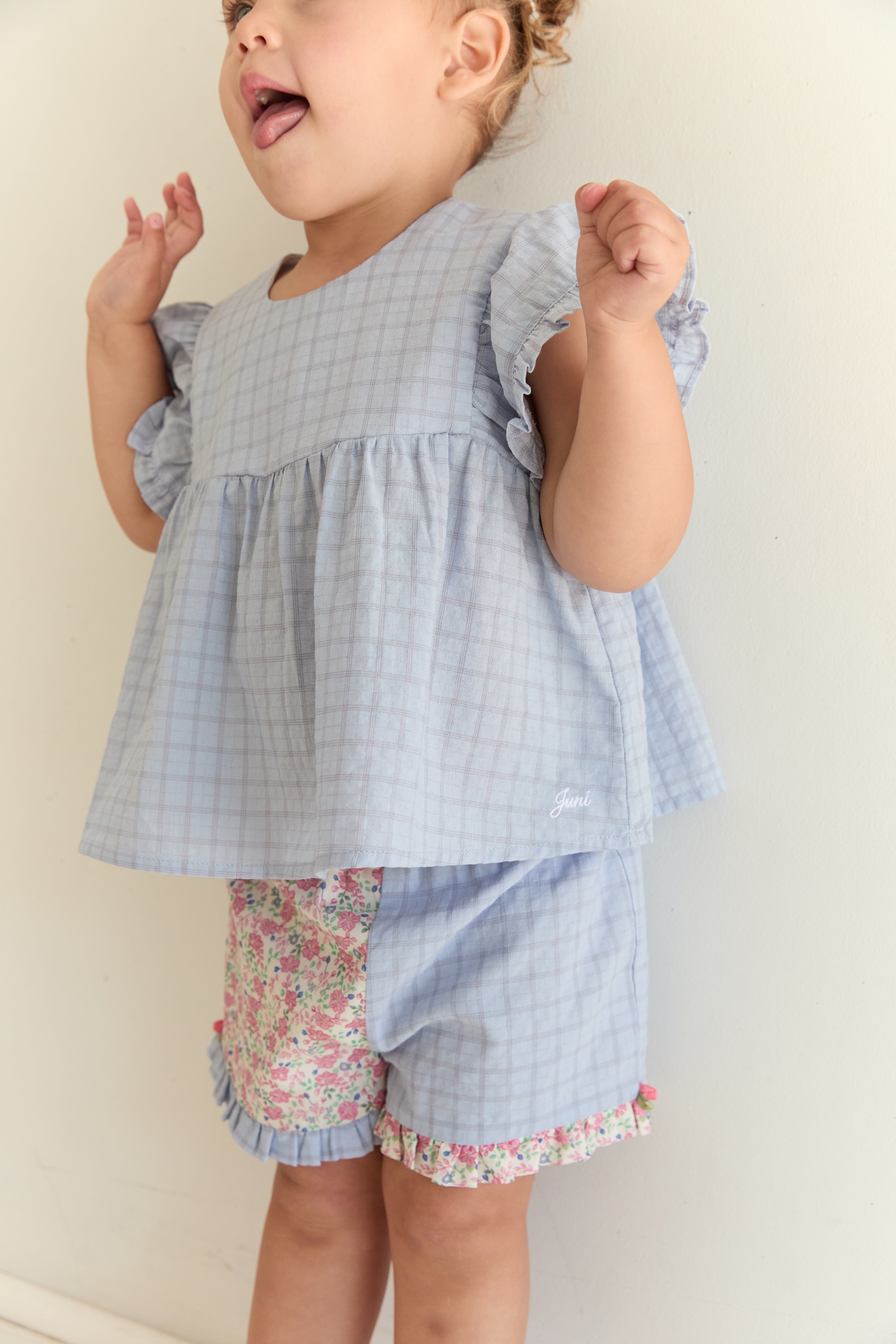Juni JNR Daisy Blouse - Sky Gingham (Coming Soon)