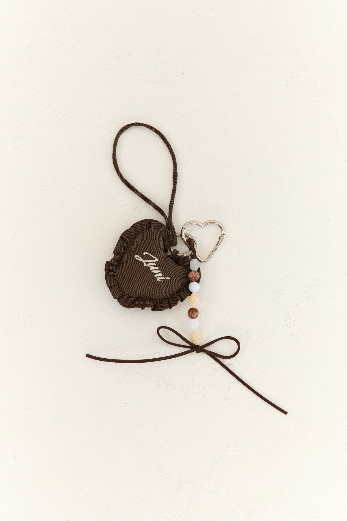 Juni Heart Bag Charm - Espresso Check (Coming Soon)