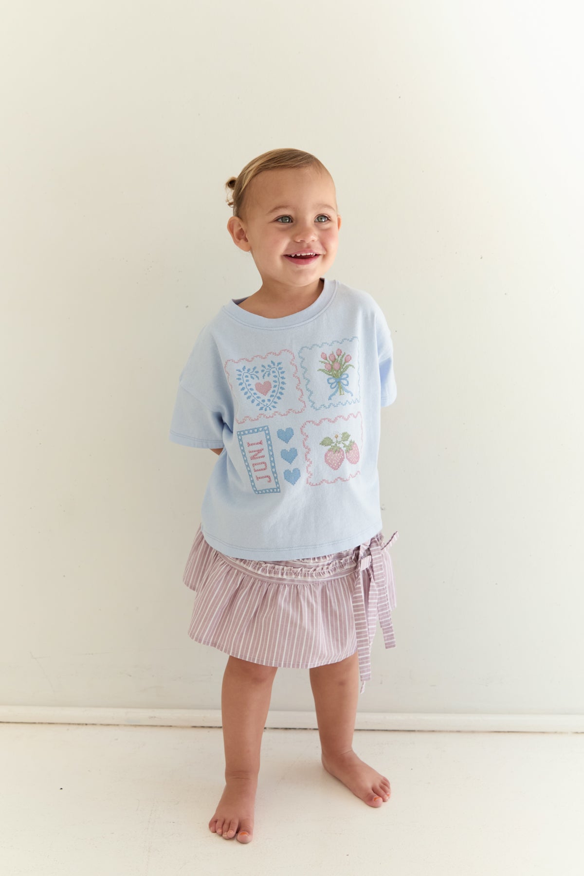 Juni JNR Patchwork Tee - Sky (Coming Soon)