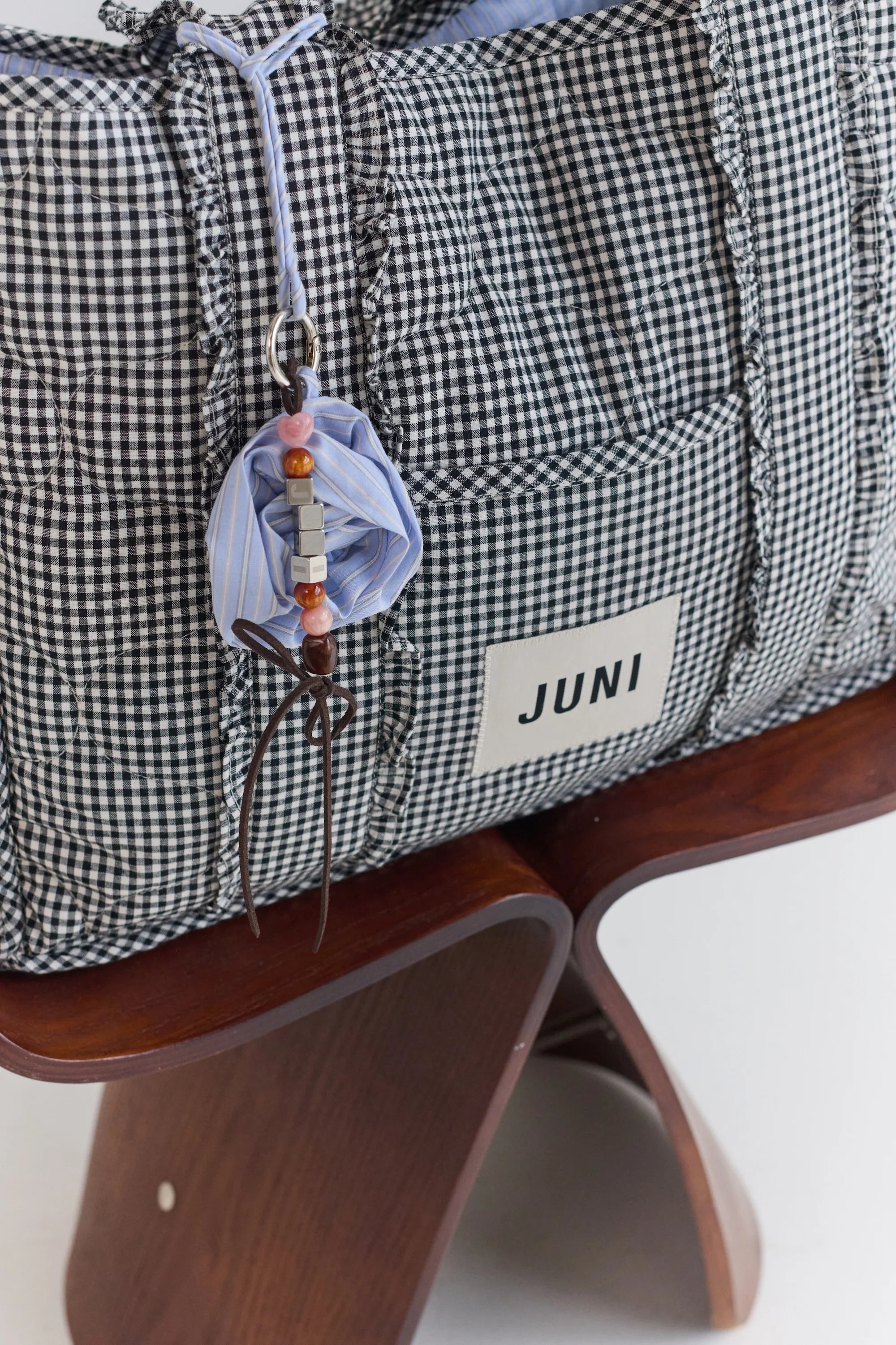 Juni Rose Bag Charm - Blue Stripe