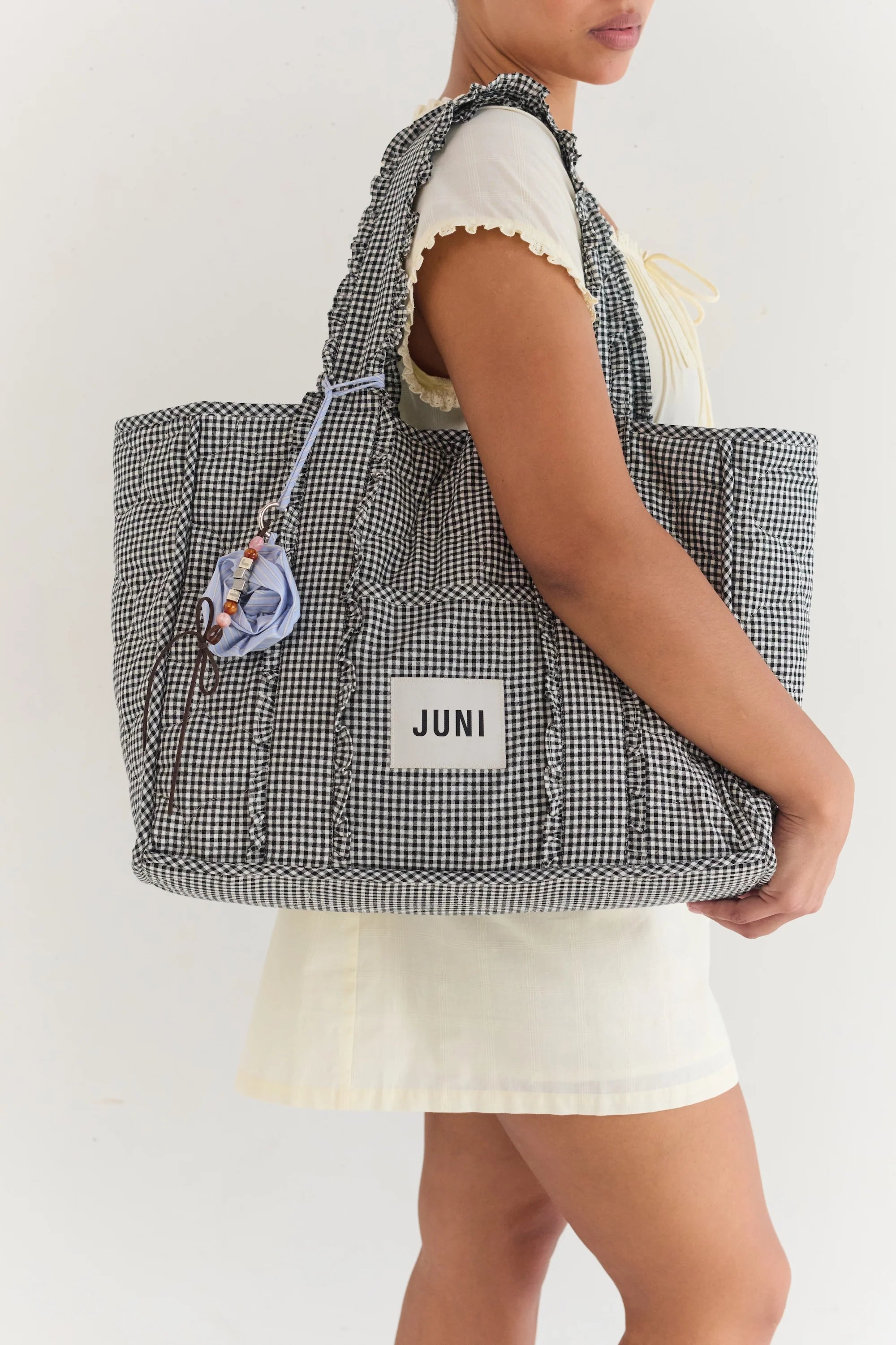 Juni Rose Bag Charm - Blue Stripe
