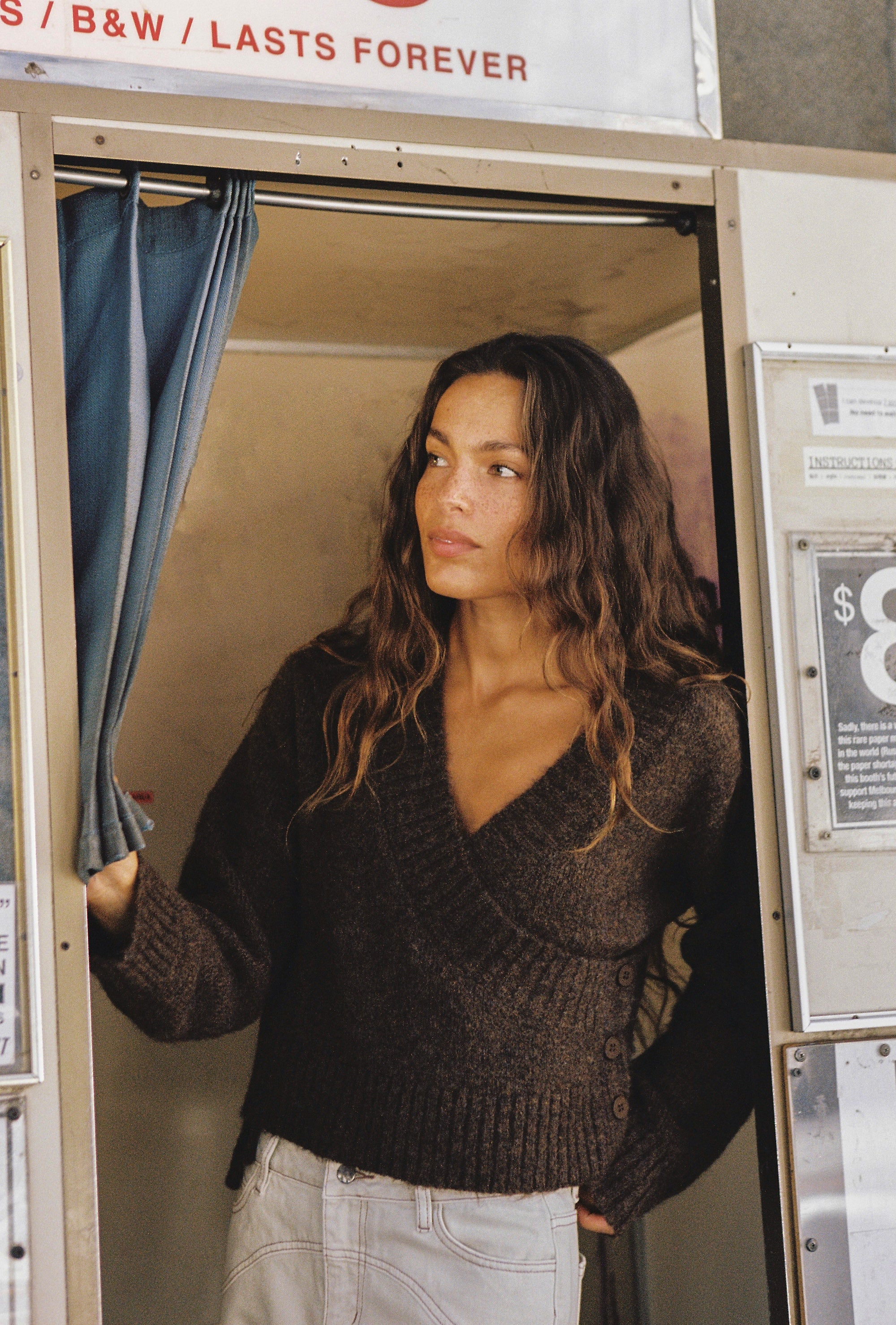 JUNI Serena Wrap Cardigan - Brunette