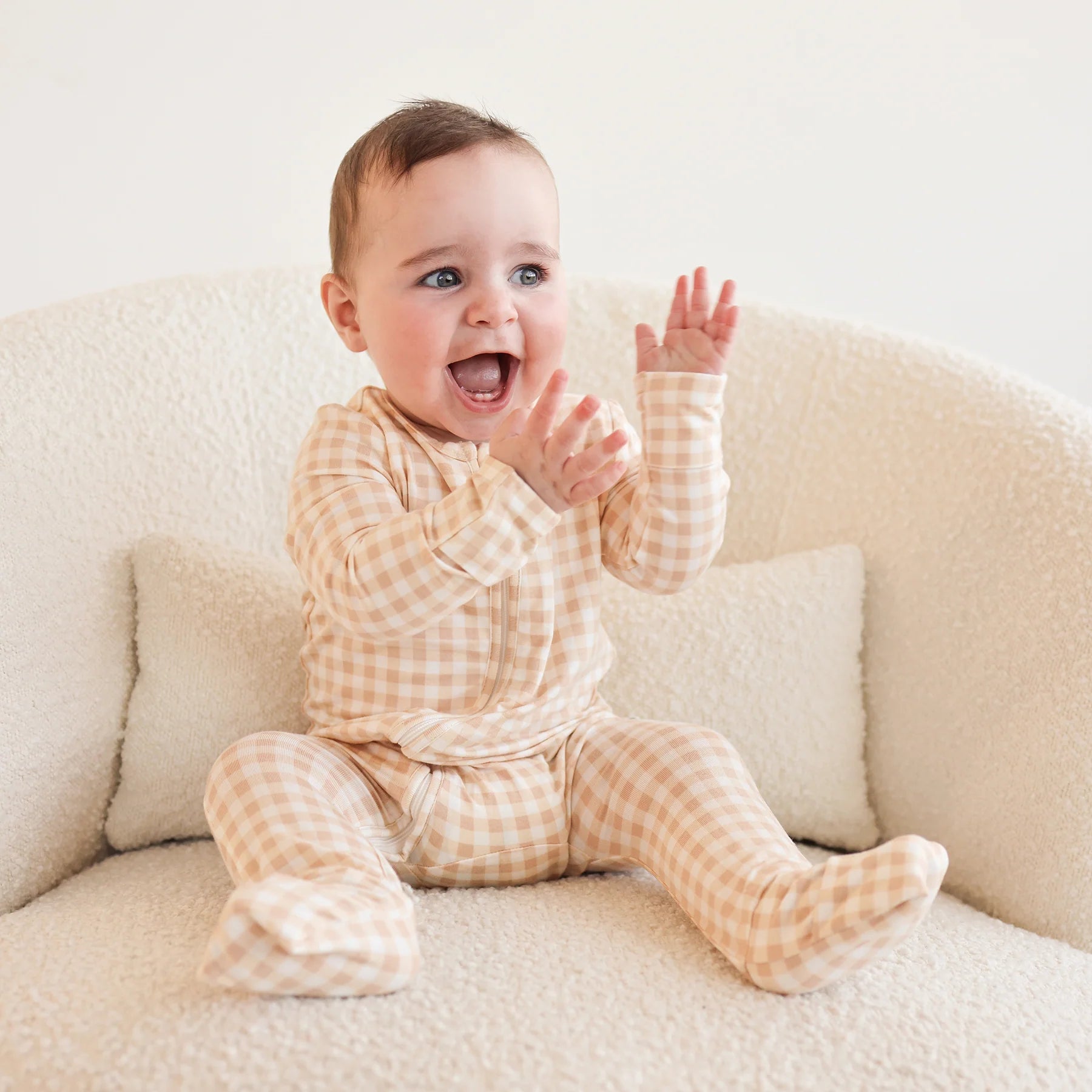 KYND Day Or Night Onsie - Neutral Gingham