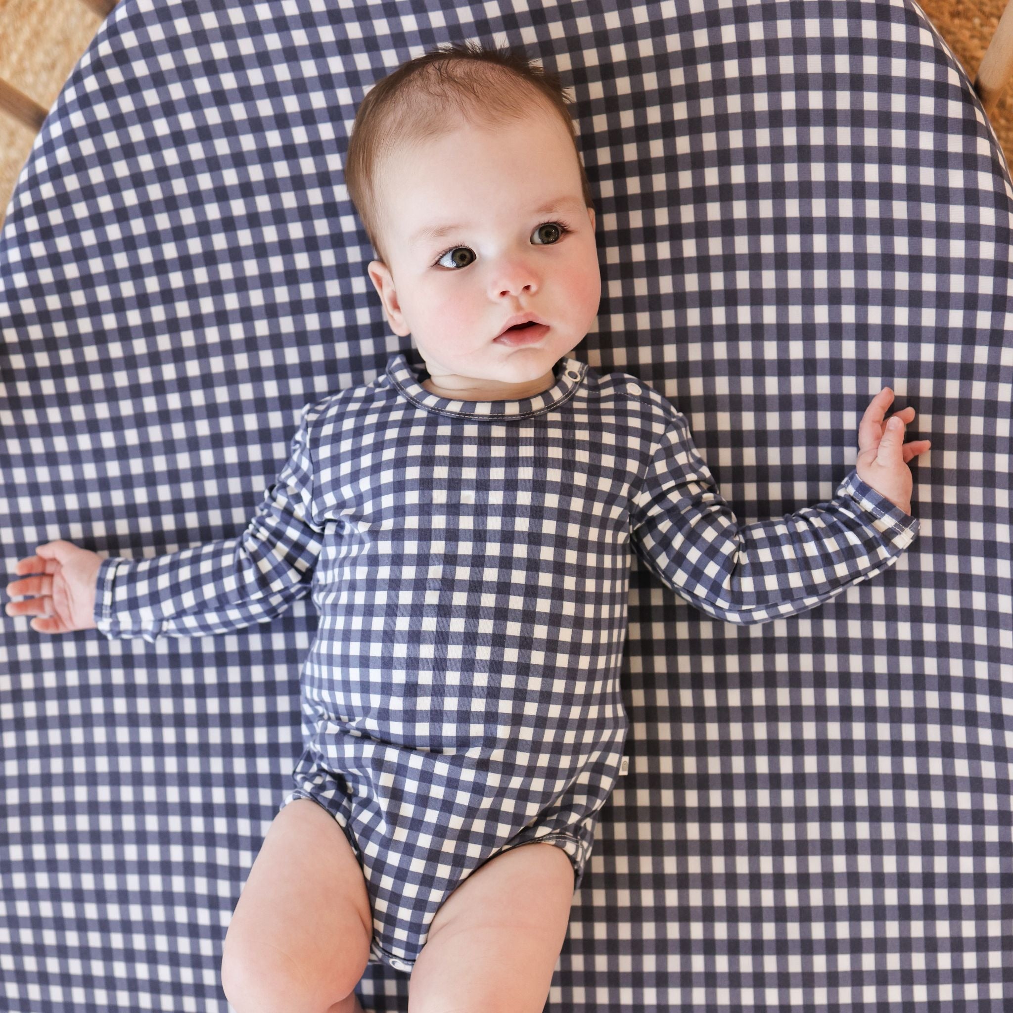 KYND Comfy Long Sleeve Bodysuit - Navy Gingham
