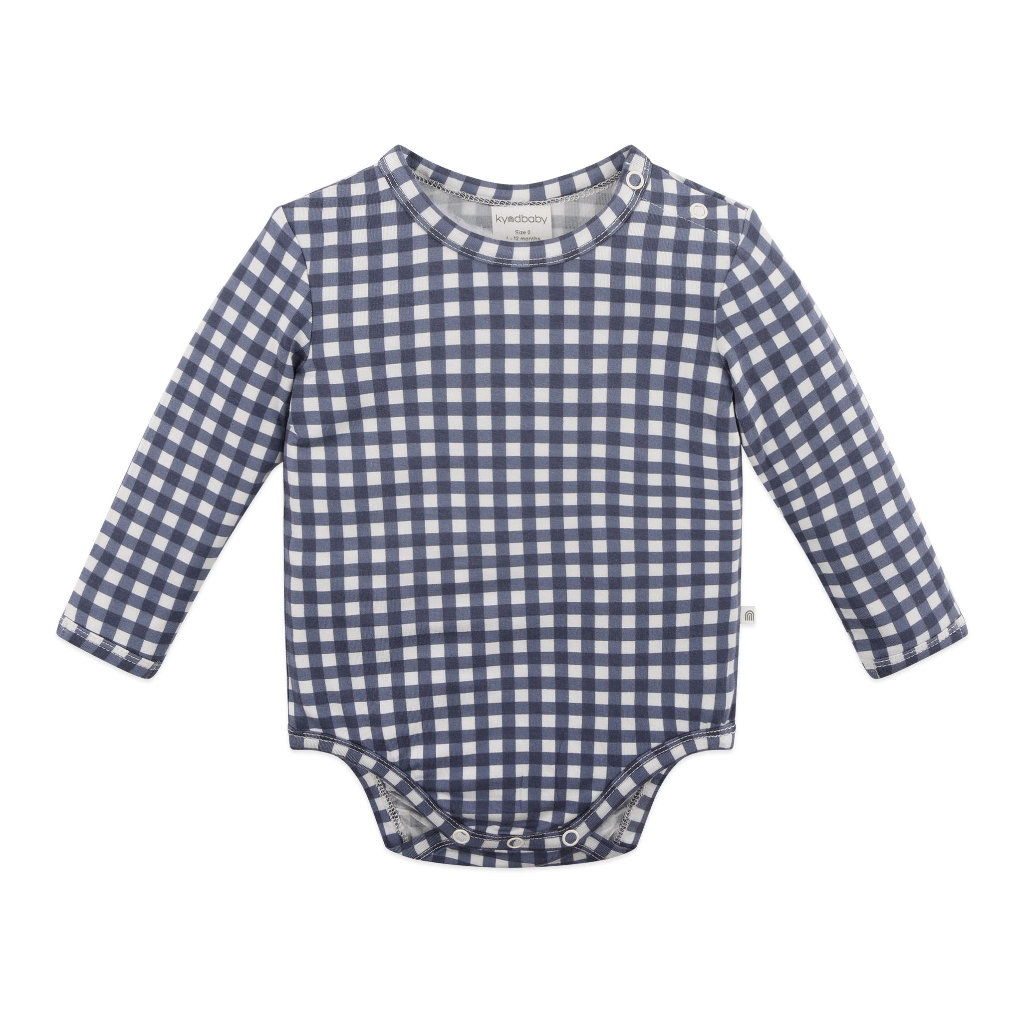 KYND Comfy Long Sleeve Bodysuit - Navy Gingham
