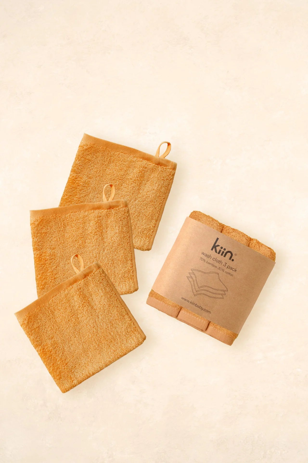 Kiin Wash Cloths 3 Pack - Caramel