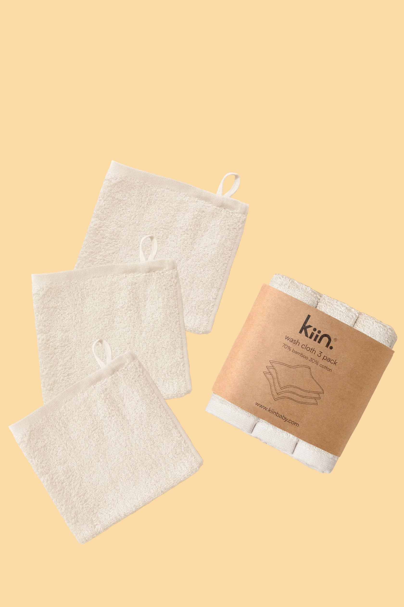 Kiin Wash Cloths 3 Pack - Ivory
