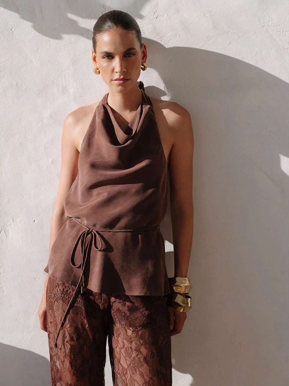 Kivari Arabella Halter Top - Chocolate