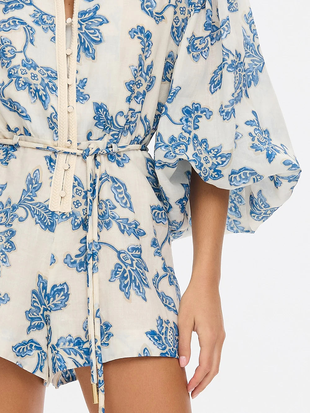 Kivari Bluebell Playsuit - Blue Ecru