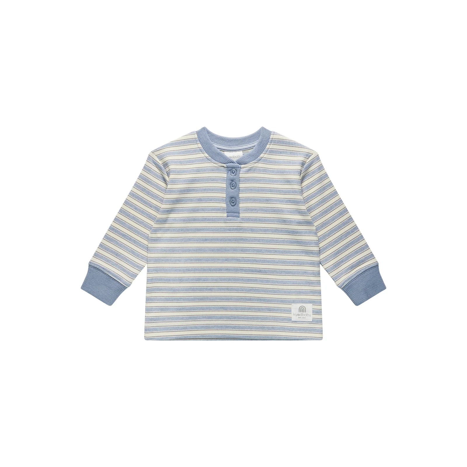 Kynd Baby Henley Top - Sky Blue Stripe