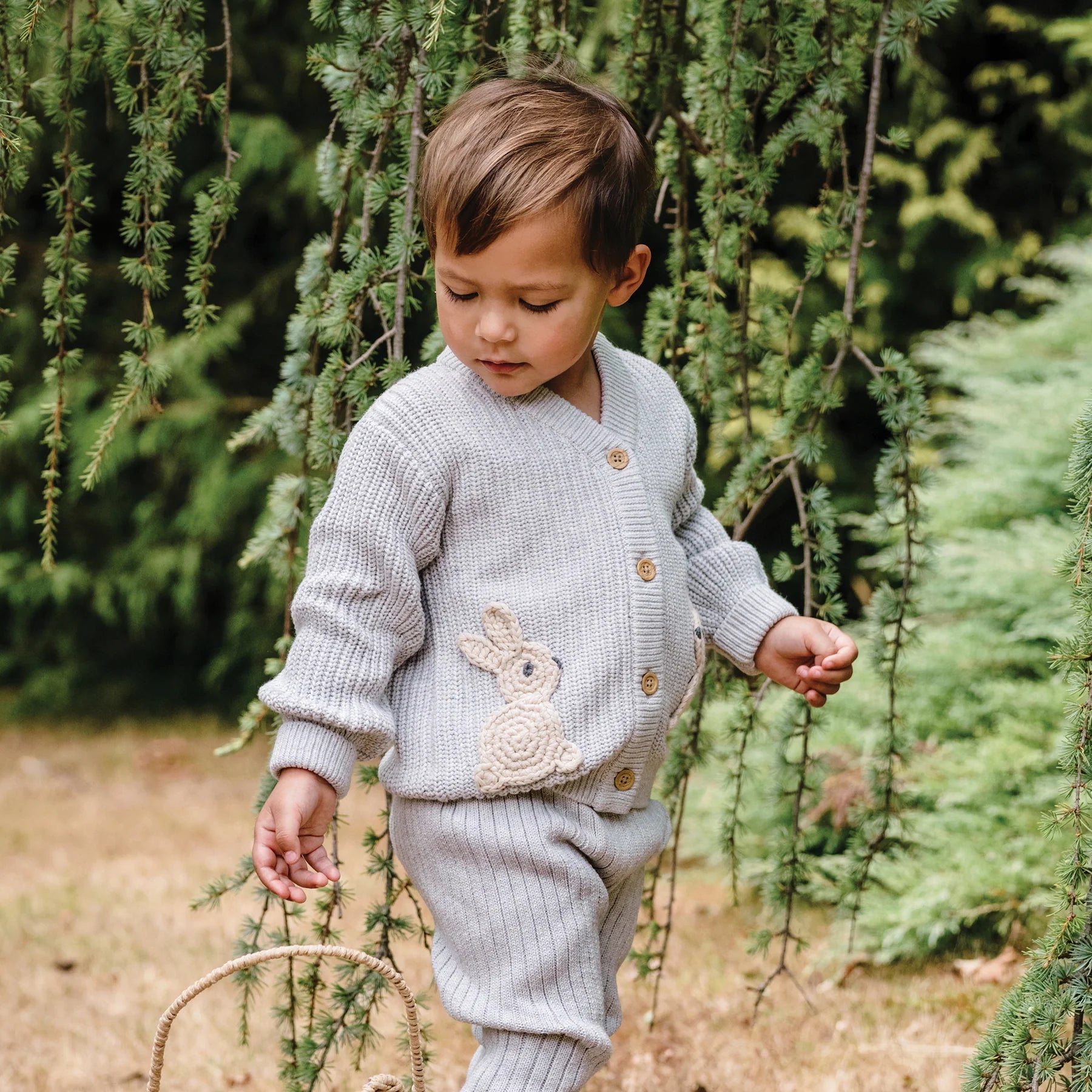 Kynd Baby Knit Bunny Cardigan - Snow Marle