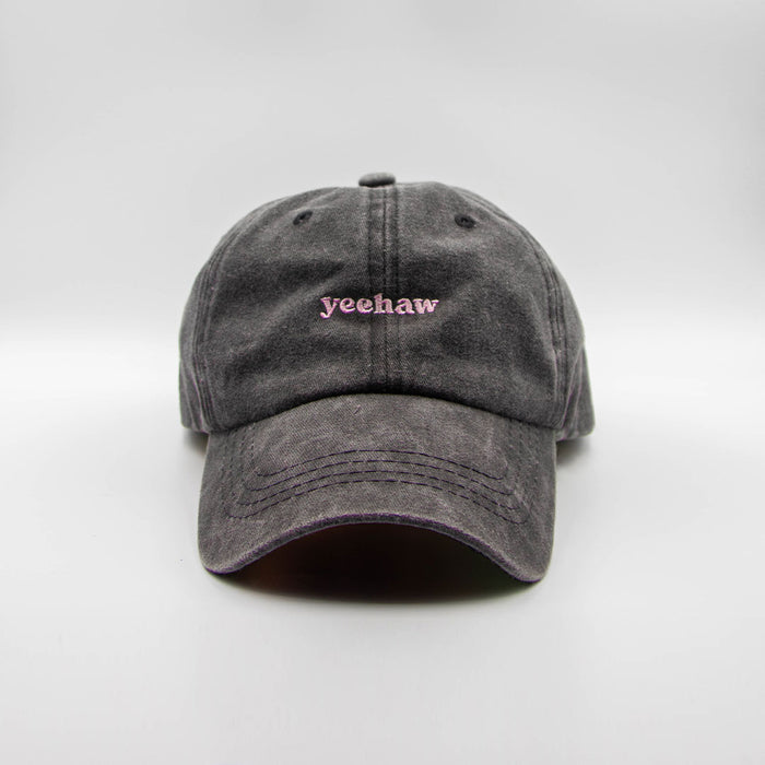 Lovefound Slogan Cap - YeeHaw Washed Black