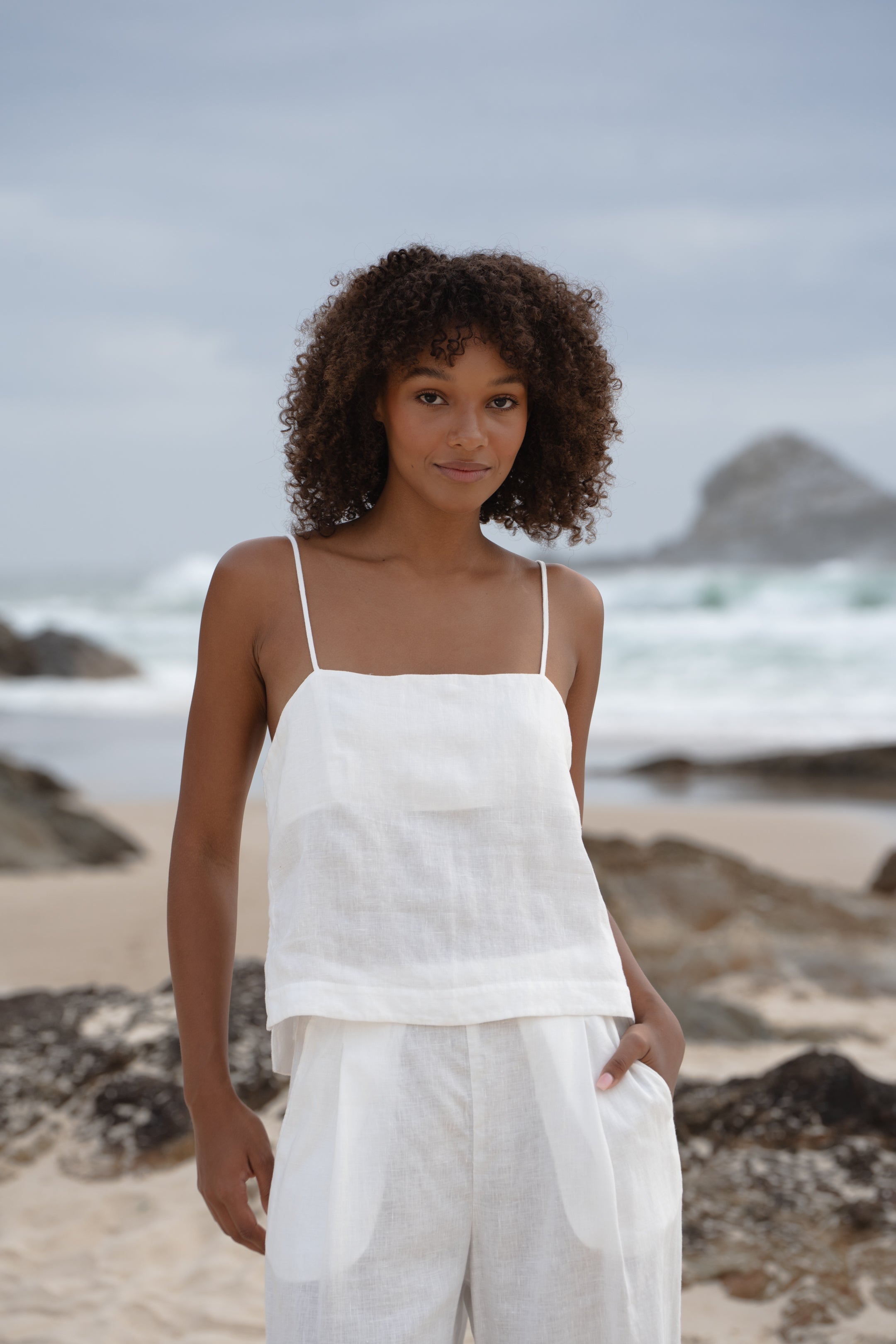 Lilly Pilly Rosa Linen Cami - Ivory