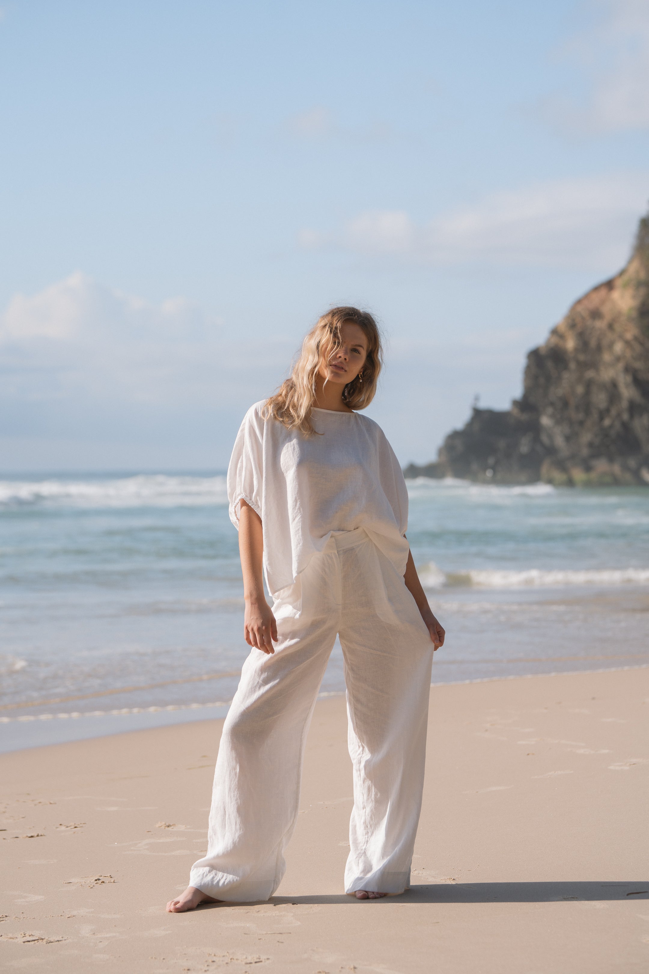 Lilly Pilly Tina Linen Top - Ivory