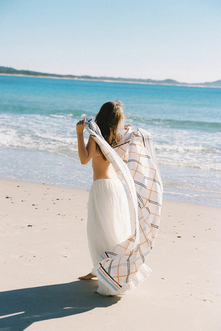 Land Check Cotton Sarong - Sunrise