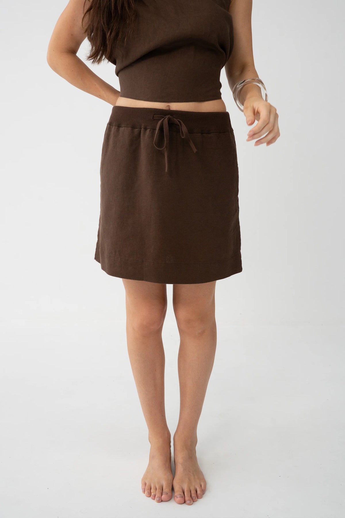 Lilly Pilly Anelle Linen Skirt - Chocolate