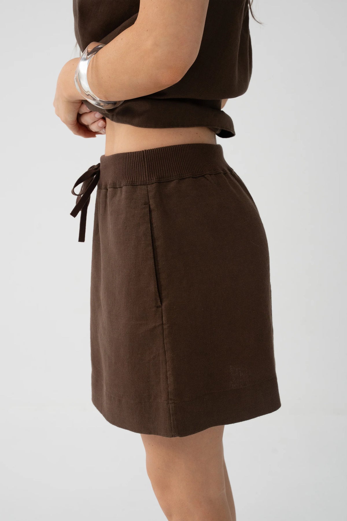 Lilly Pilly Anelle Linen Skirt - Chocolate