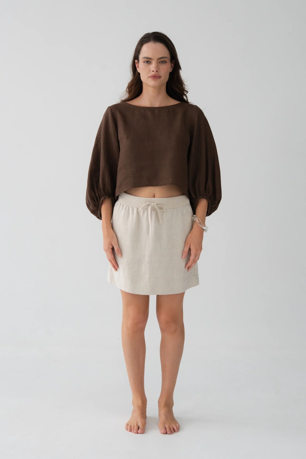Lilly Pilly Anelle Linen Skirt - Oatmeal